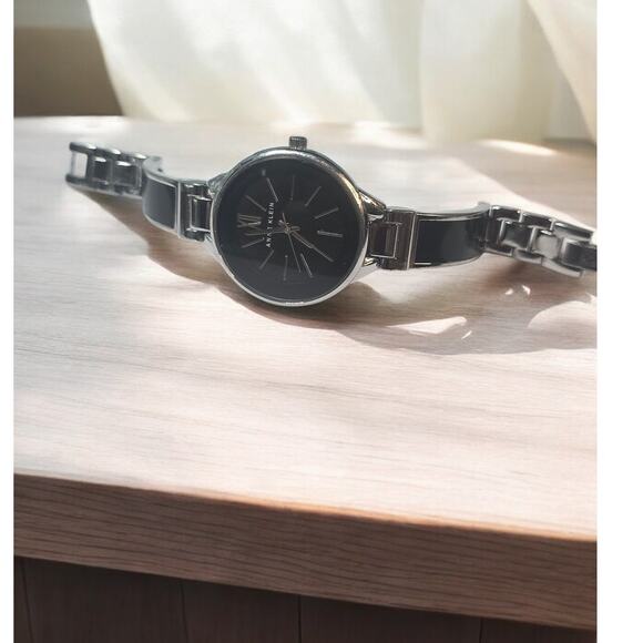 Anne Klein Women's Black Enamel Band with Stainless Steel Ceramic Bracelet Watch - Picture 5 of 6